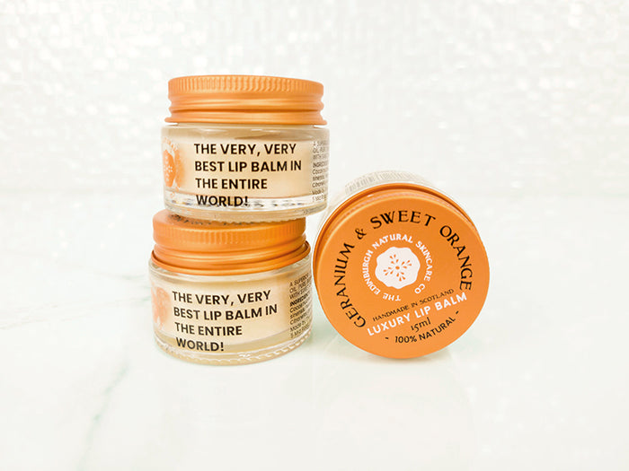 3 Geranium And Sweet Orange Luxury Lip Balms Pack