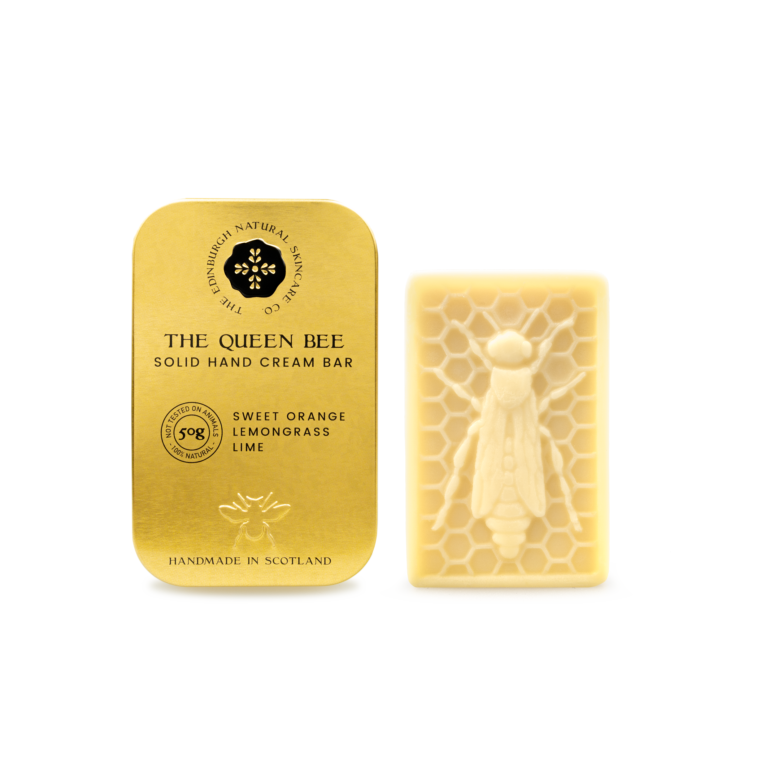 THE QUEEN BEE HAND CREAM BAR. LOVED WORLDWIDE FOR IT'S CITRUS ZING AND BEAUTIFUL GOLD TIN